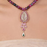 Gold Plated Baisakh Ruby Necklace Set
