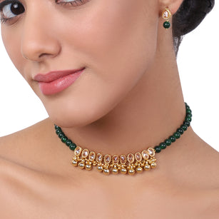 Gold Plated Baisakh Green Onyx Choker Set