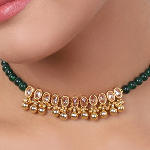 Gold Plated Baisakh Green Onyx Choker Set