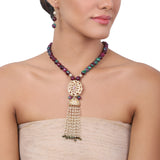 Gold Plated Baisakh Zircon Tassel Necklace Set