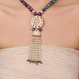 Gold Plated Baisakh Zircon Tassel Necklace Set