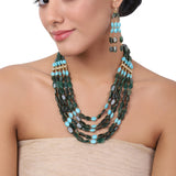 Gold Plated Baisakh Kundan Turquoise Long Necklace