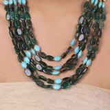 Gold Plated Baisakh Kundan Turquoise Long Necklace