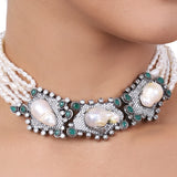 Silver Plated Baisakh Baroque Pearls Choker Set