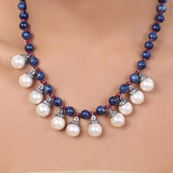 Silver Plated Baisakh Lapis Zircon Necklace Set