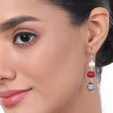Silver Plated Baisakh Ruby Pearl Necklace Set