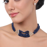 Gold Plated Baisakh Blue Jade Choker Set