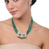 Gold Plated Baisakh Green Onyx Necklace Set