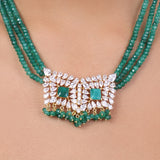 Gold Plated Baisakh Green Onyx Necklace Set