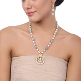 Gold Plated Baisakh Zircon Pink Pearl Necklace Set