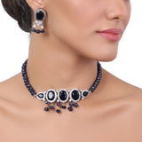 Silver  Plated Baisakh Blue Iolite Choker Set