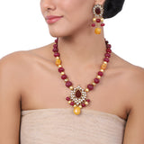 Gold Plated Baisakh Kundan Ruby Necklace Set