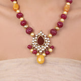 Gold Plated Baisakh Kundan Ruby Necklace Set