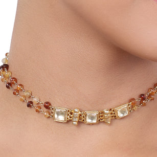 Gold Plated Baisakh Kundan Garnet Choker