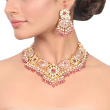 Gold Plated Manihaar Kundan Tourmaline Necklace Set