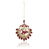 Gold Plated Red Kundan Bird Tika